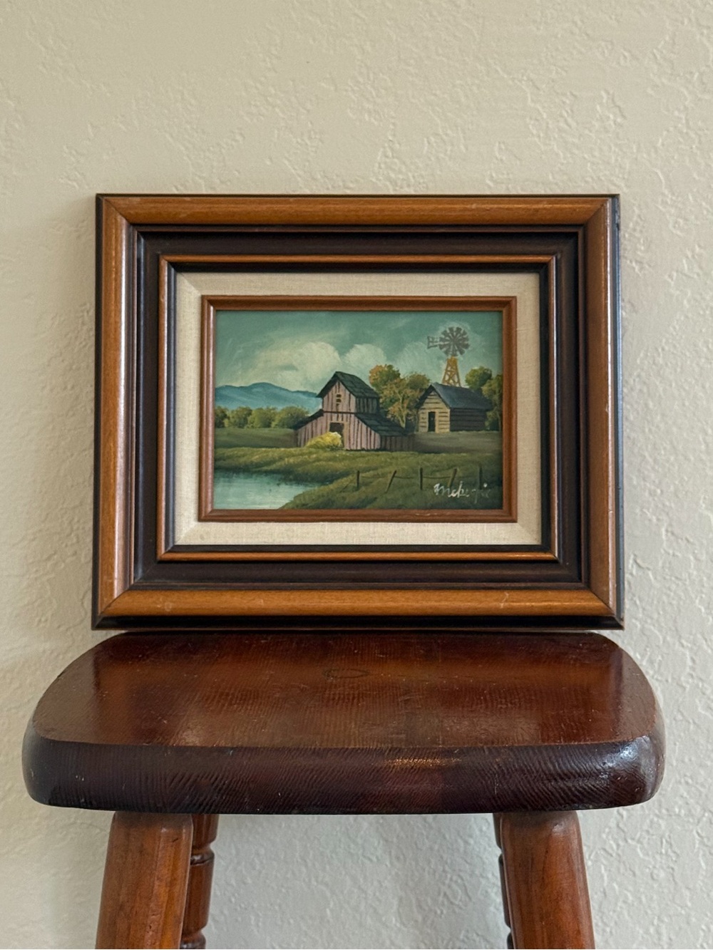 Framed Original Pastoral Farm Landscape Painting